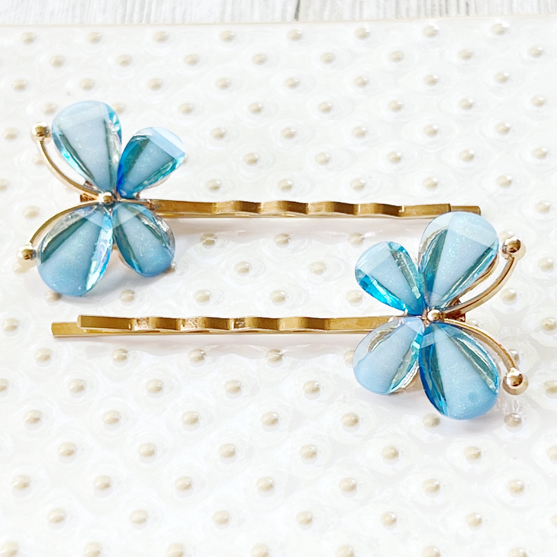 Blue Rhinestone Butterfly Hair Pins - Decorative Hair Clips for Women