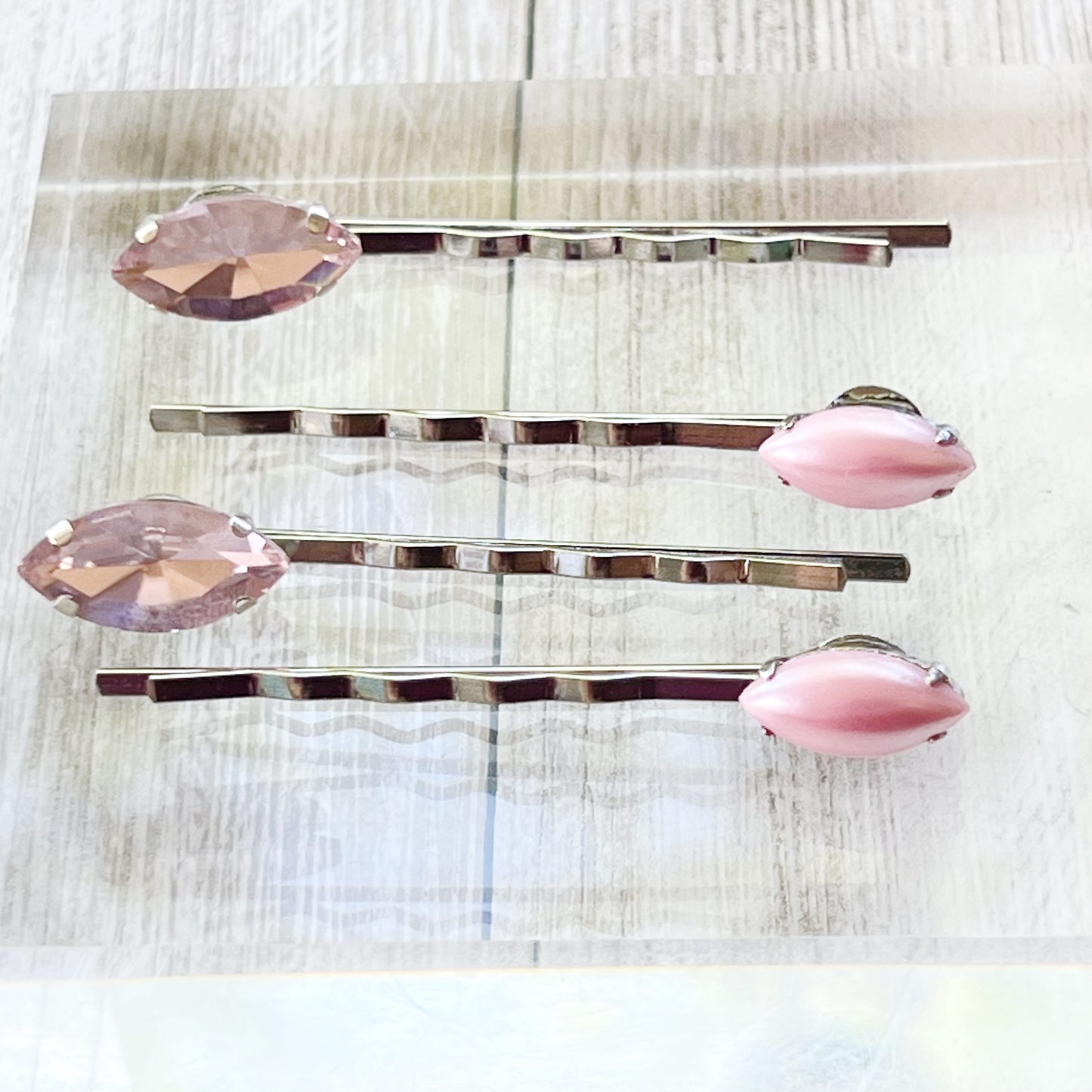 Pink Rhinestone Hair Pins