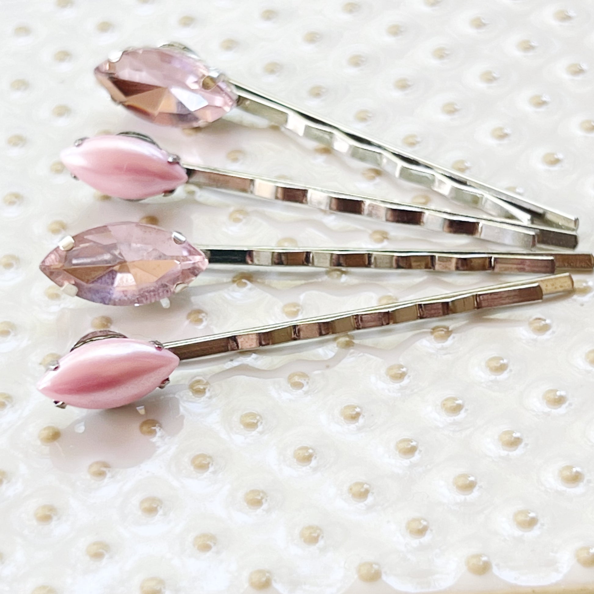 Pink Rhinestone Hair Pins