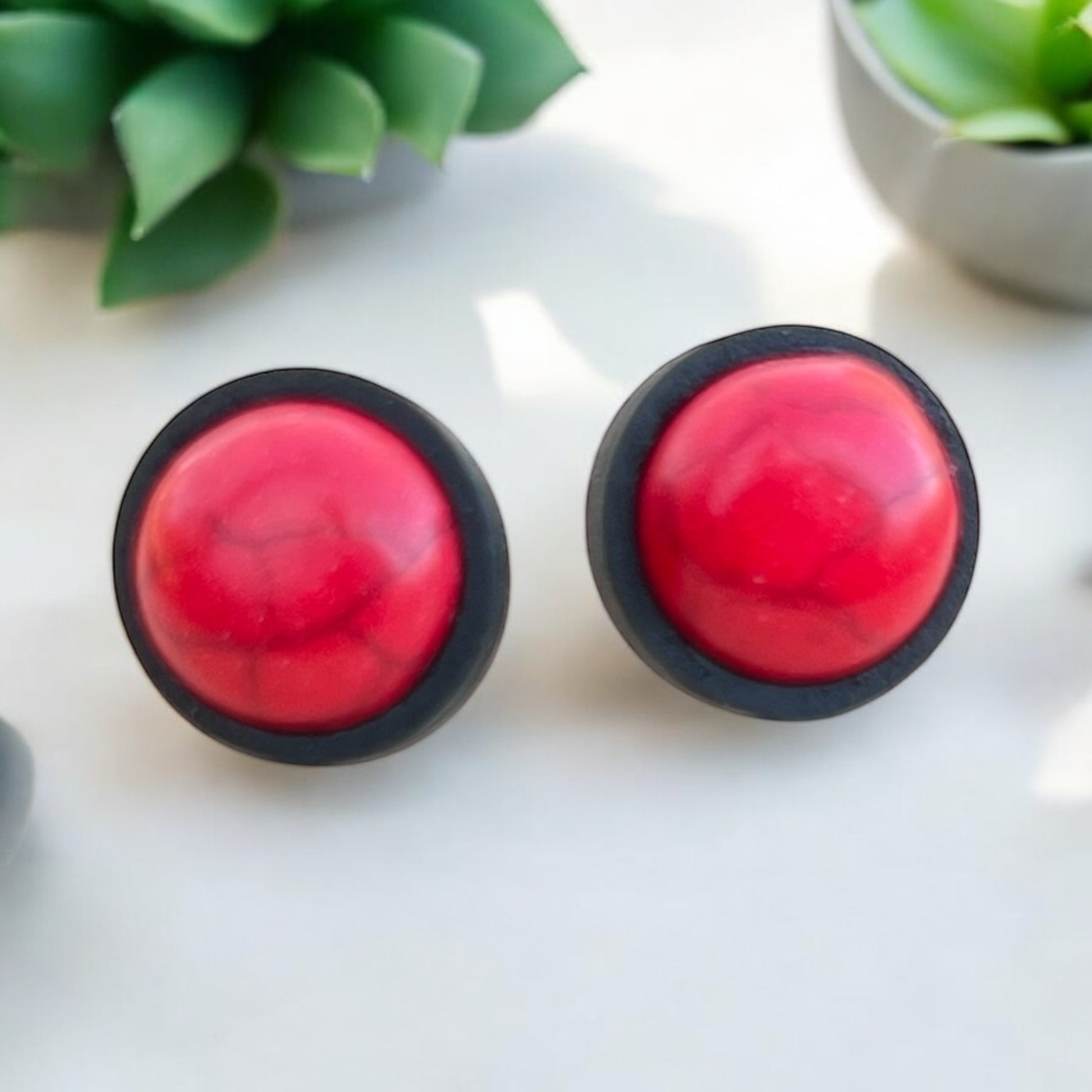 Modern rustic earrings with stainless steel posts and wood bezels