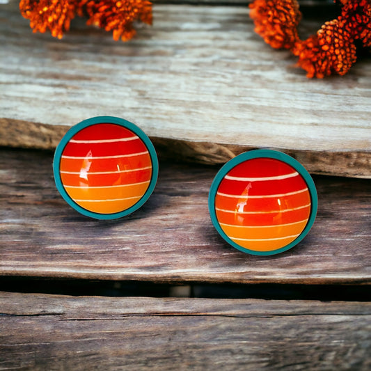 Orange Gradient Striped Blue Earrings - Stylish & Unique Accessories