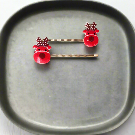 Reindeer Hair Pins - Set of 2 Festive Bobby Pins