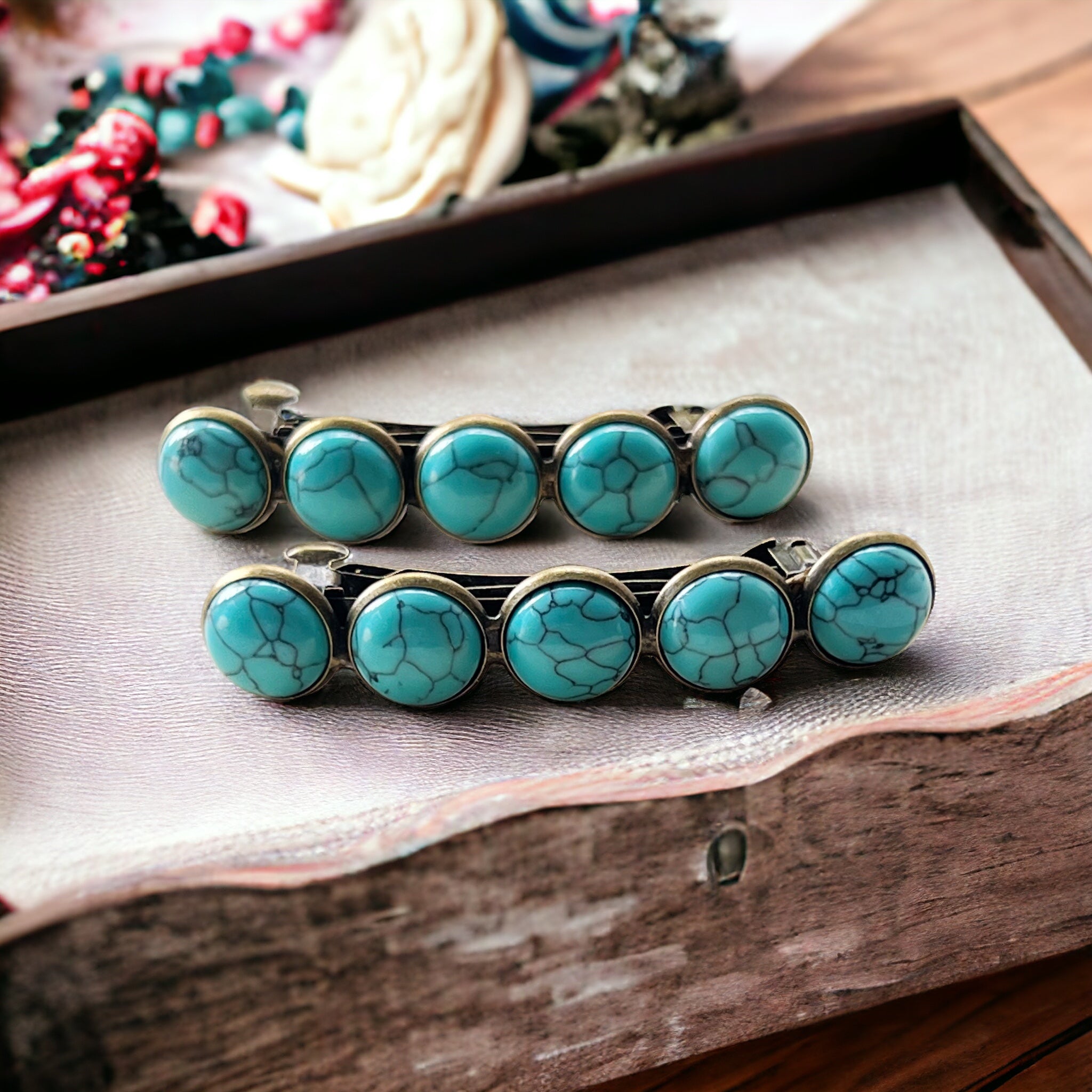 Turquoise Hair Barrettes – Western Boho Barrettes for Women - Be