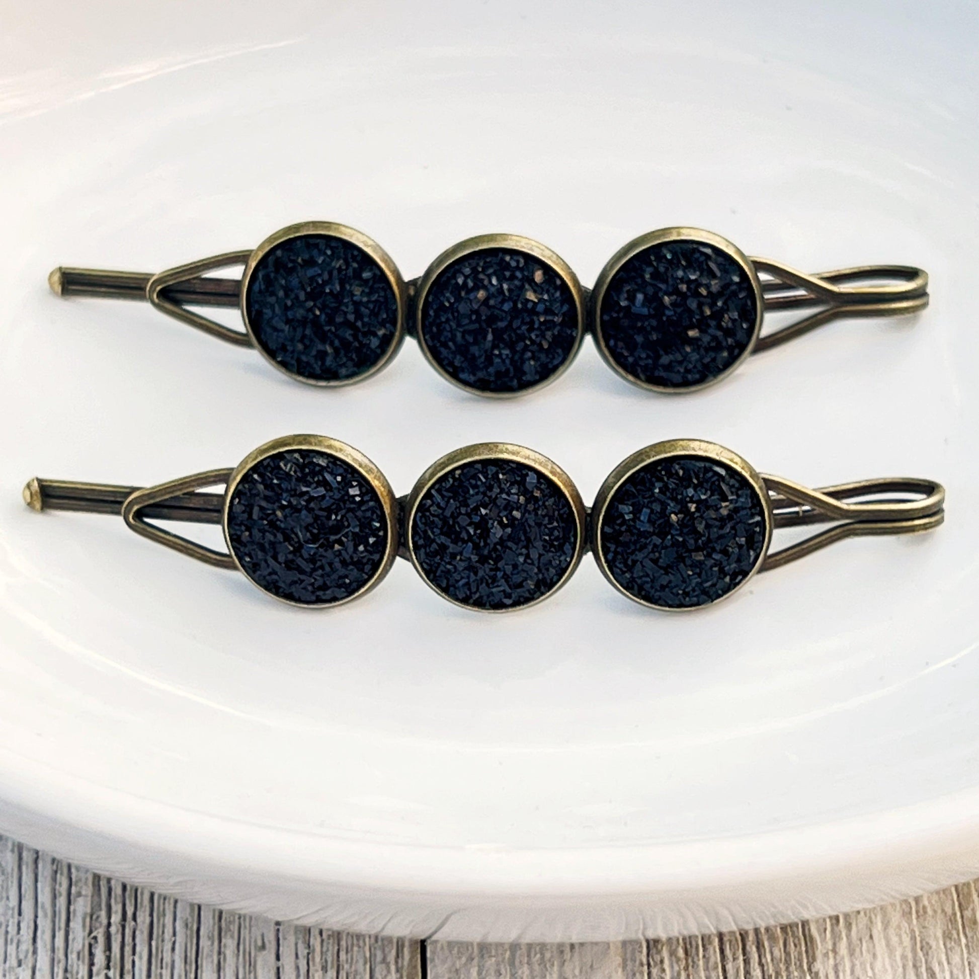 Black Druzy Hair Pins - Chic Women's Hair Accessories - Cute Bobby Pins for Stylish Looks