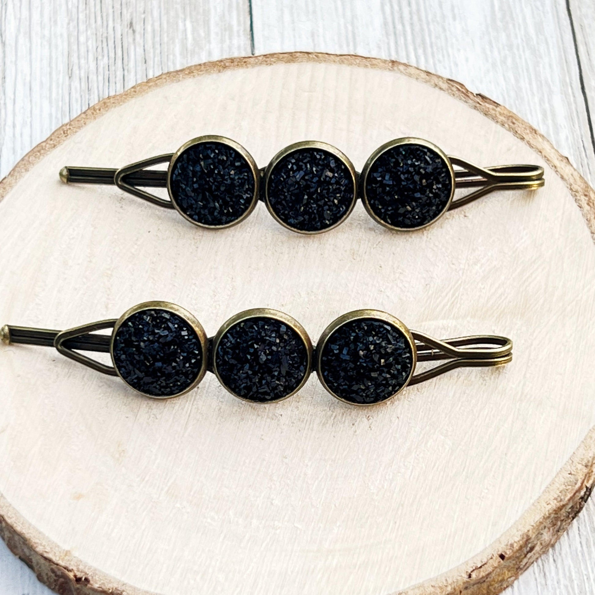 Black Druzy Hair Pins - Chic Women's Hair Accessories - Cute Bobby Pins for Stylish Looks