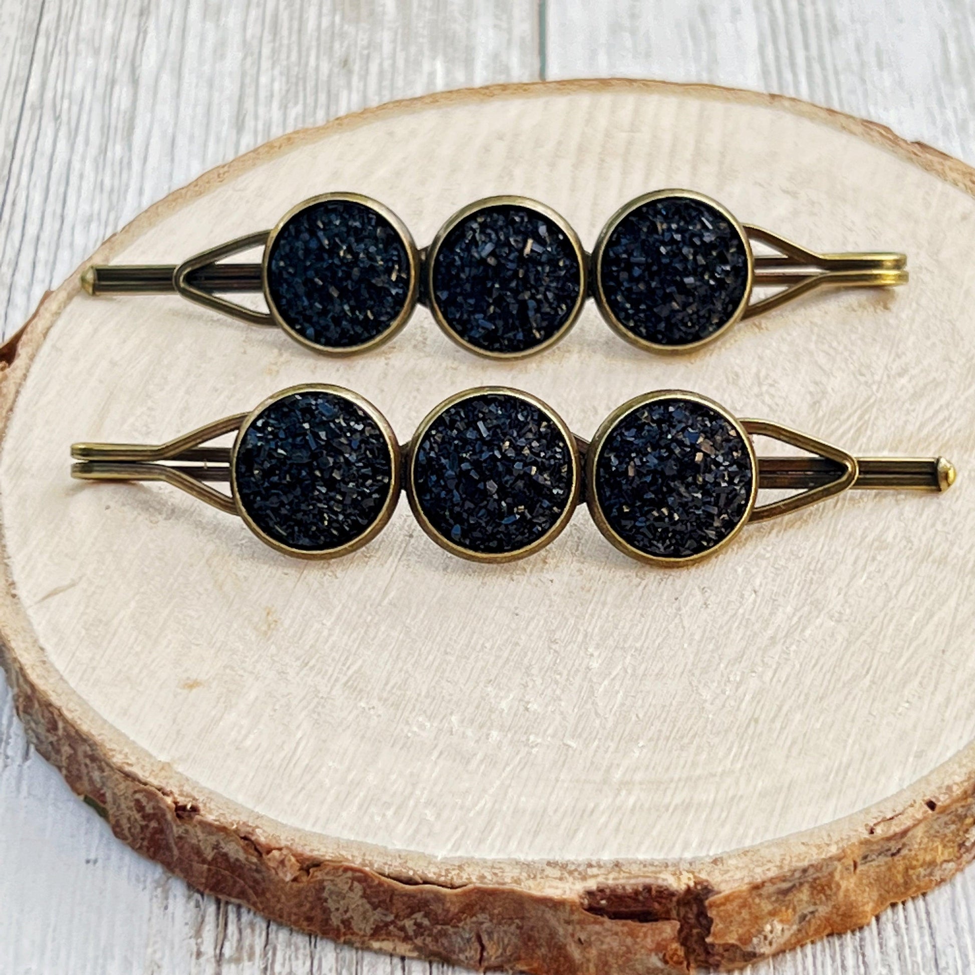 Black Druzy Hair Pins - Chic Women's Hair Accessories - Cute Bobby Pins for Stylish Looks