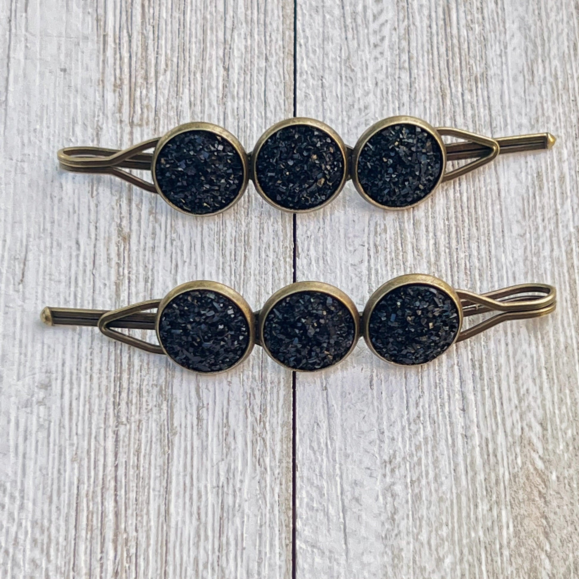 Black Druzy Hair Pins - Chic Women's Hair Accessories - Cute Bobby Pins for Stylish Looks