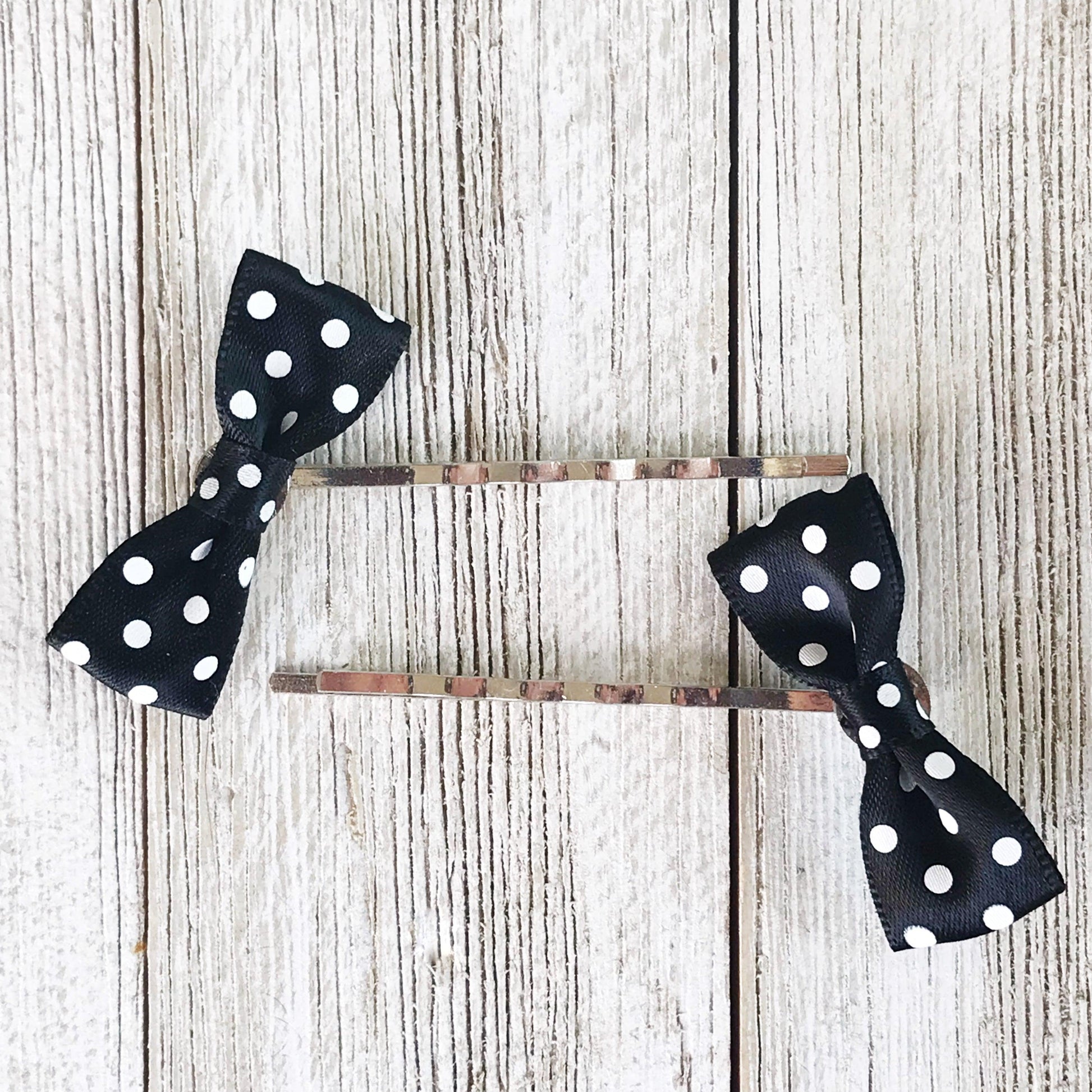 Black & White Polka Dot Bow Hair Pins - Chic & Playful Hair Accessories