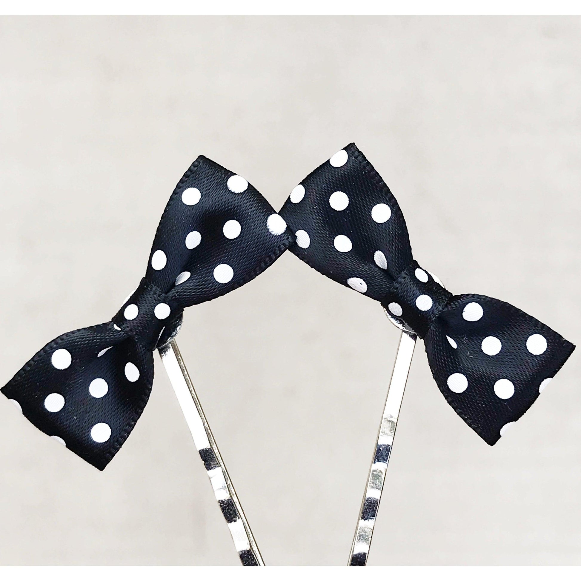 Black & White Polka Dot Bow Hair Pins - Chic & Playful Hair Accessories