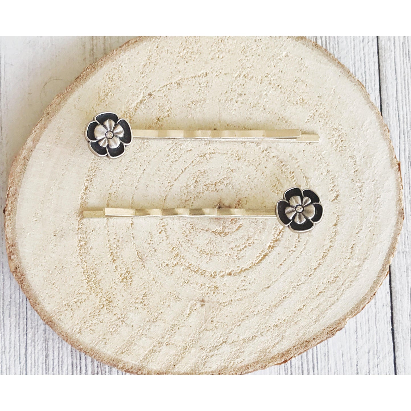 Black & Silver Wildflower Hair Pins - Stylish & Elegant Hair Accessories