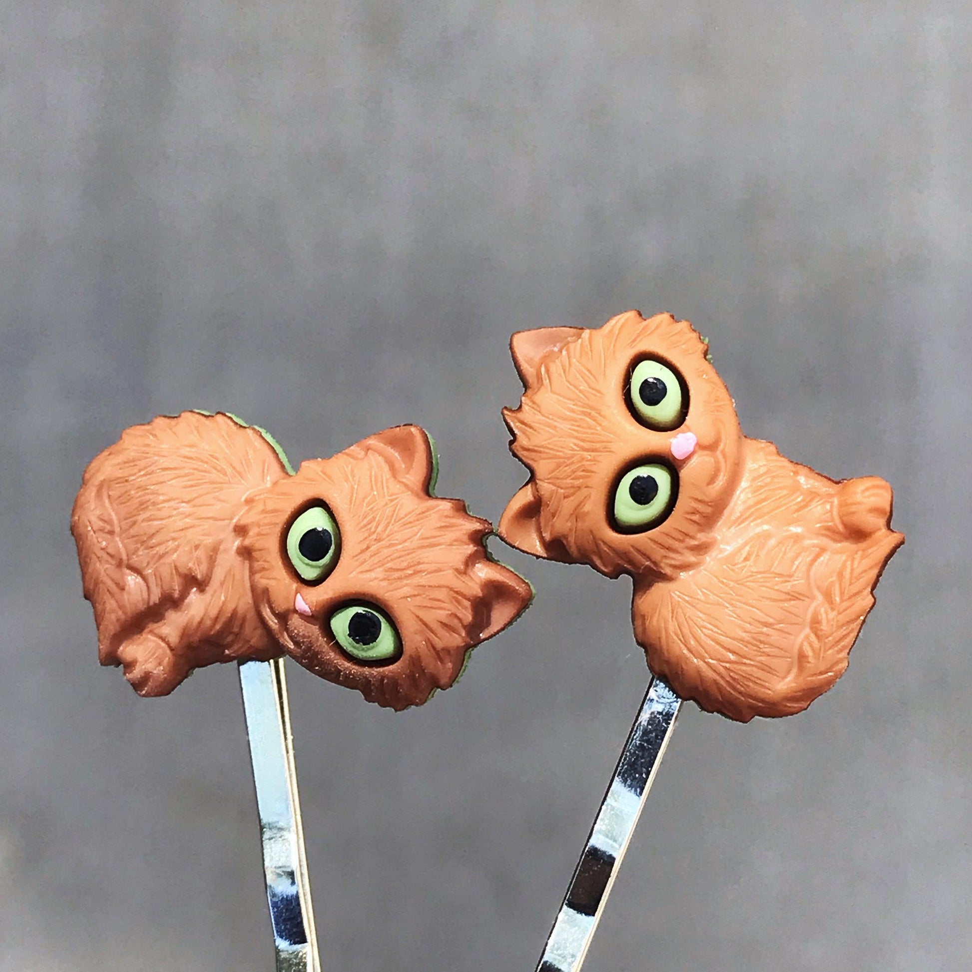 Cat Hair Pins, Cat Bobby Pins, Womens Hair Pins, Tan Cat Hair Pins, Decorative Hair Pins, Trendy Hair Pins, Kitty Hair Clips, Cat Barrettes
