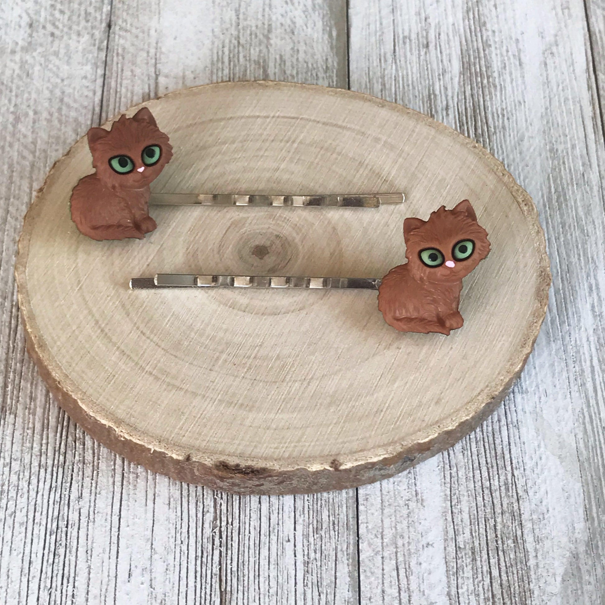 Cat Hair Pins, Cat Bobby Pins, Womens Hair Pins, Tan Cat Hair Pins, Decorative Hair Pins, Trendy Hair Pins, Kitty Hair Clips, Cat Barrettes