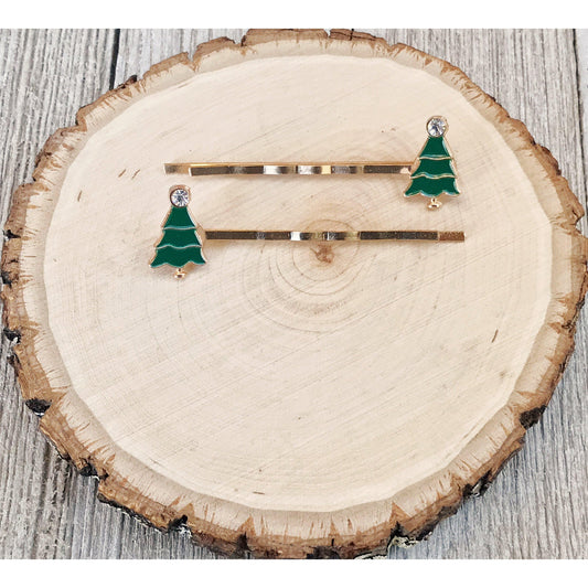 Christmas Tree Hair Pins - Festive Holiday Accessories