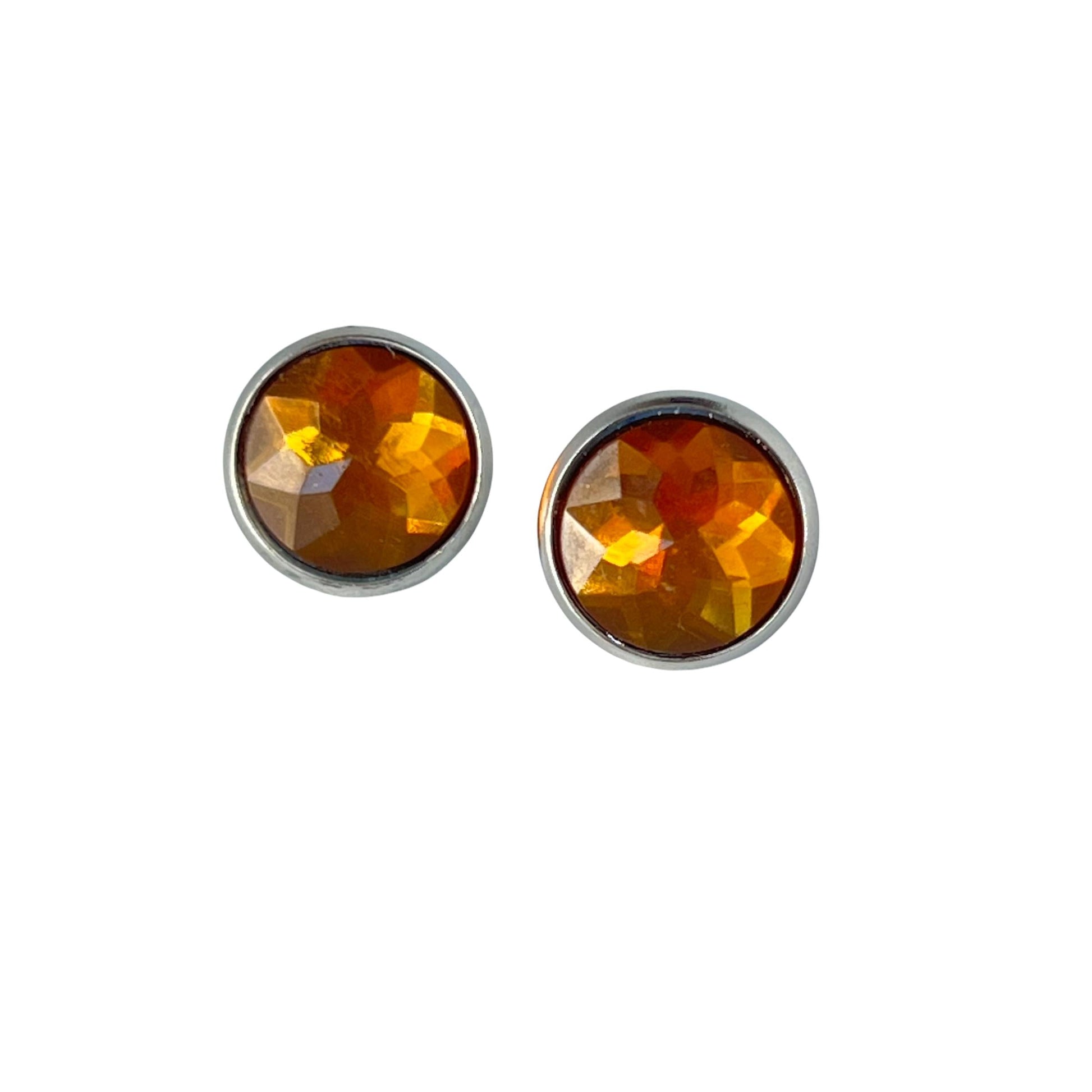 Citrine Stud Earrings - Boho Stainless Steel Design Unique Women’s & Men's Style | Topaz Accents