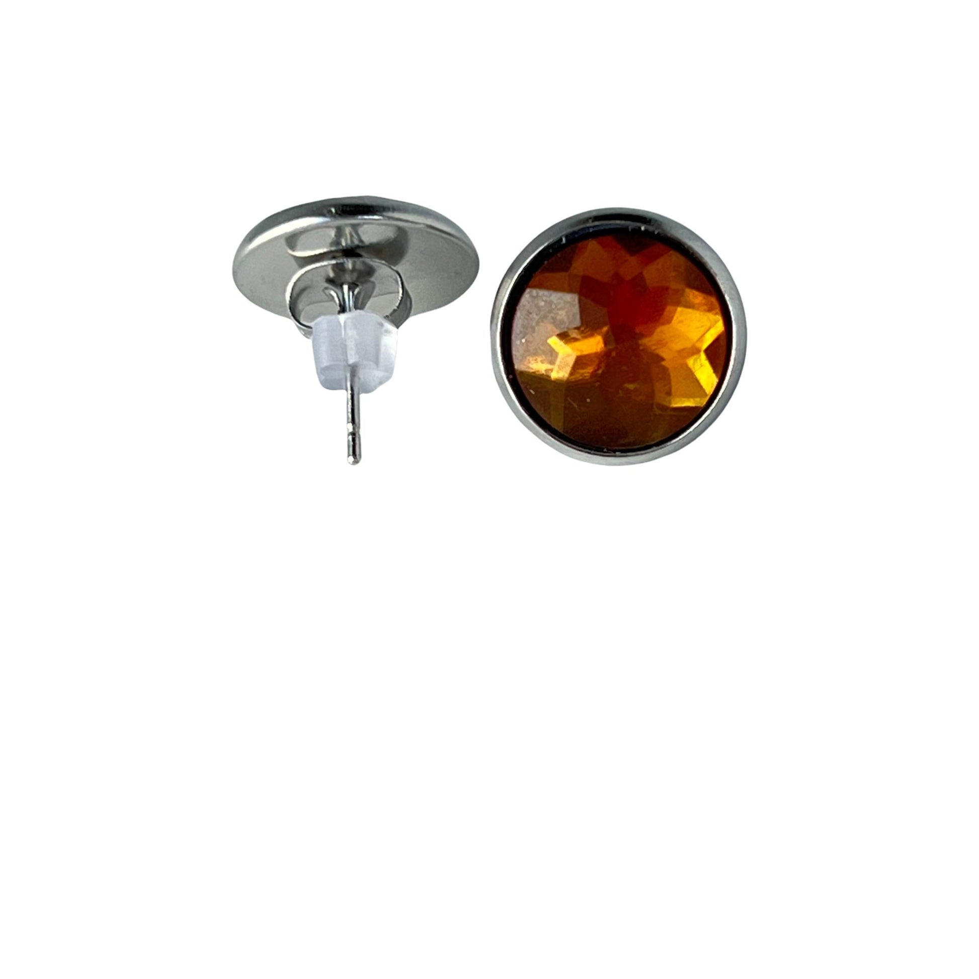 Citrine Stud Earrings - Boho Stainless Steel Design Unique Women’s & Men's Style | Topaz Accents