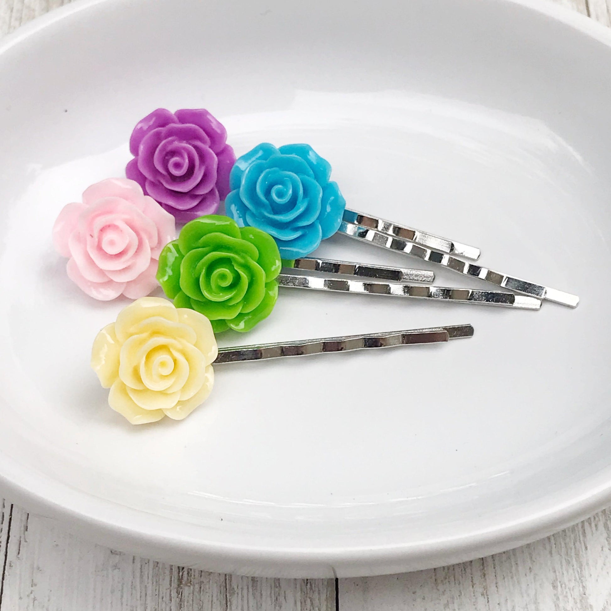 Floral Bobby Pin, Flower Hair Pin Wedding Hair Piece Embellished Boho Hair Pin Bridal Hair Accessory