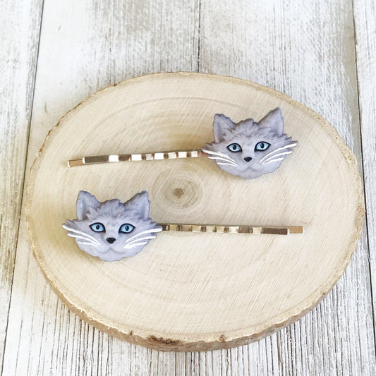 Gray Cat Hair Pins for Women and Girls