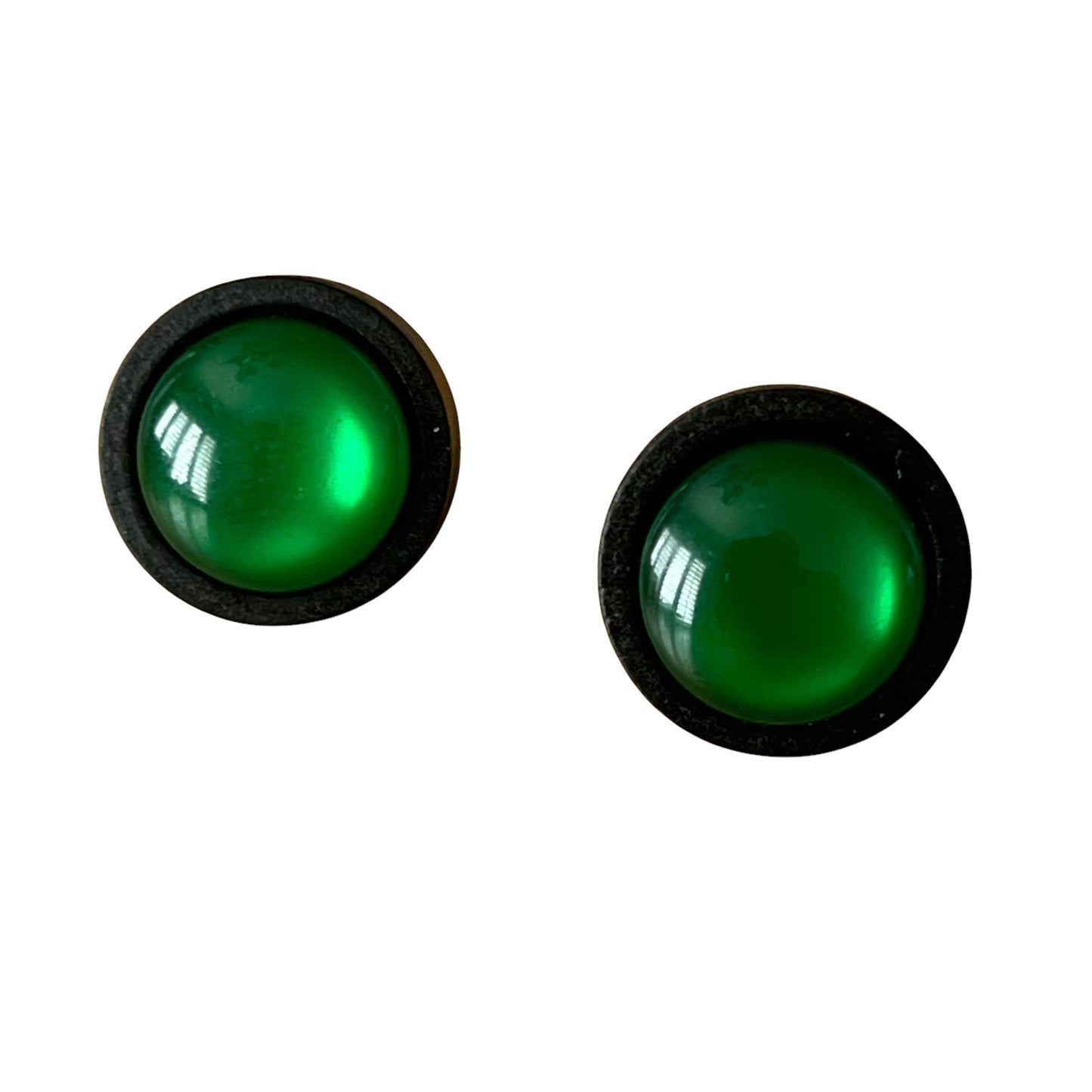 Green Resin Black Wood Unisex Stud Earrings - Stylish & Versatile Accessories