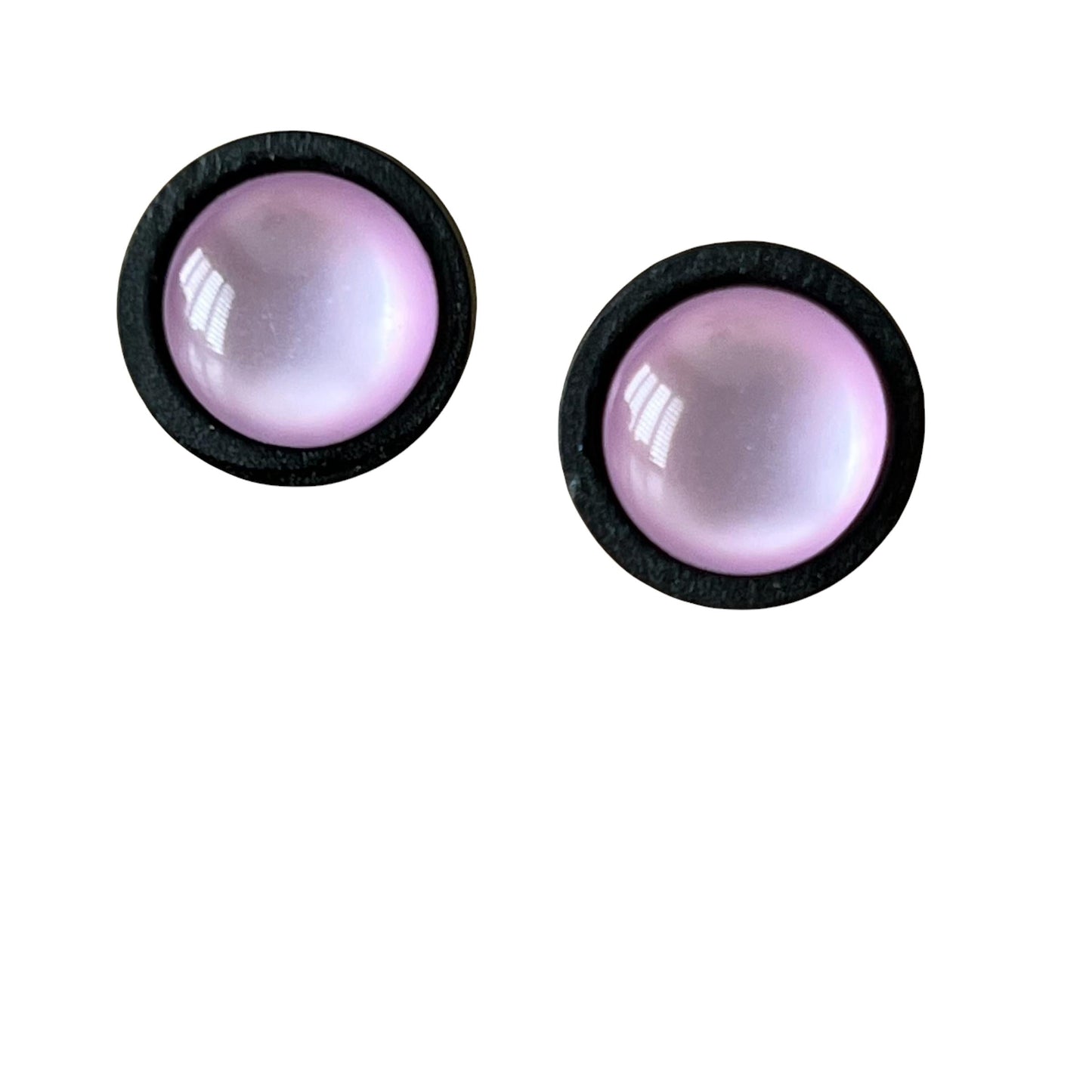 Purple Resin Black Wood Unisex Stud Earrings - Unique & Stylish Accessories