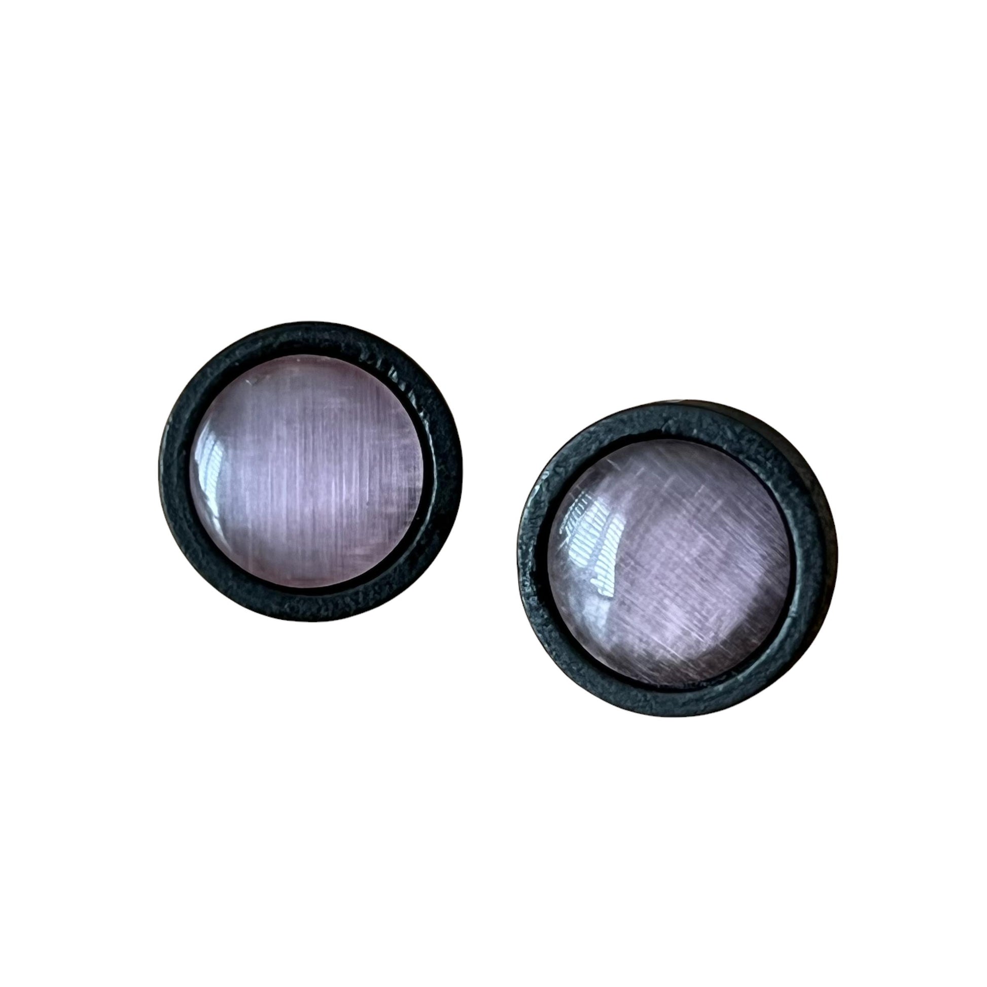 Purple Glass Black Wood Unisex Stud Earrings - Stylish & Versatile Accessories