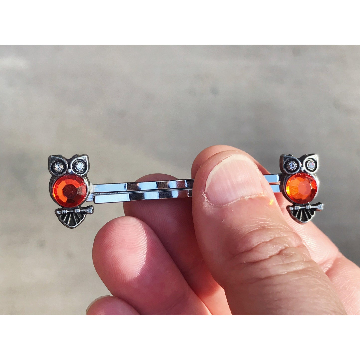 Orange Rhinestone Owl Bobby Pins: Sparkling Owl Accents for Unique Hairstyles