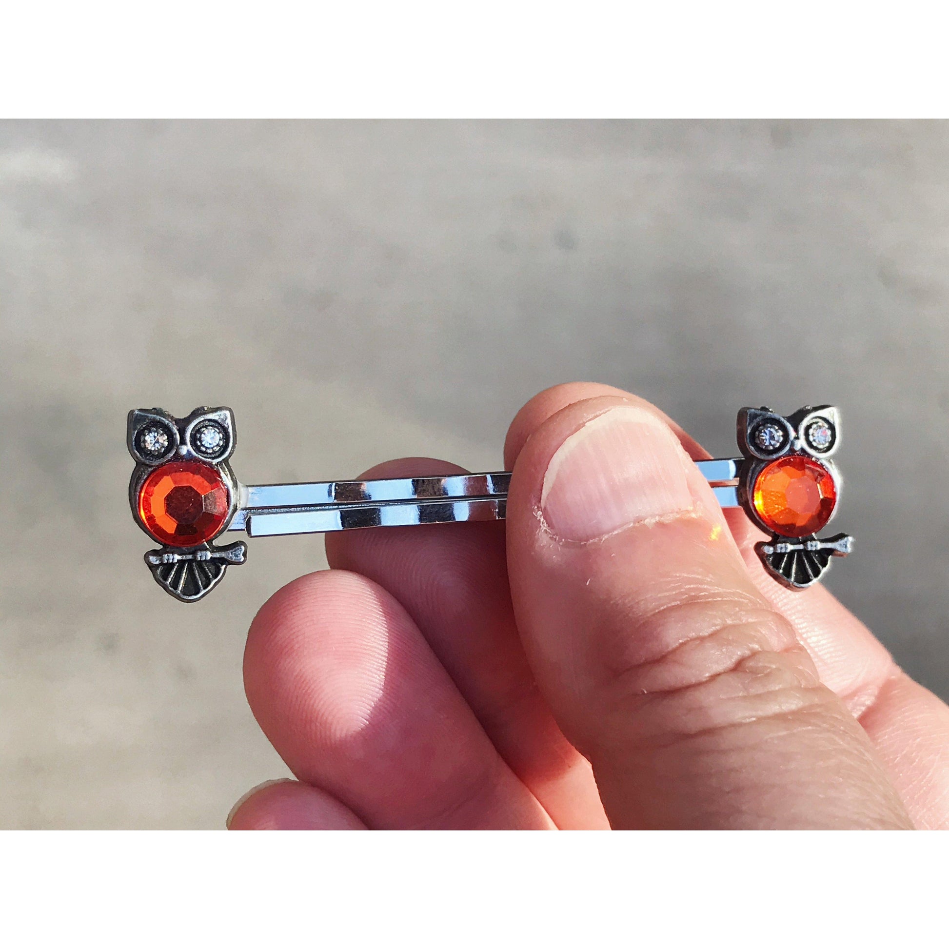 Orange Rhinestone Owl Bobby Pins: Sparkling Owl Accents for Unique Hairstyles