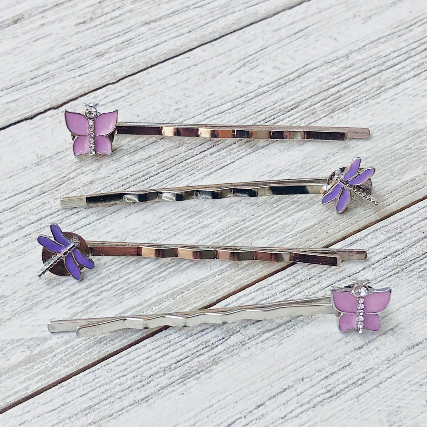 Pink Butterfly & Purple Dragonfly Hair Pin Set - Set of 4 Stylish Accessories for Hair
