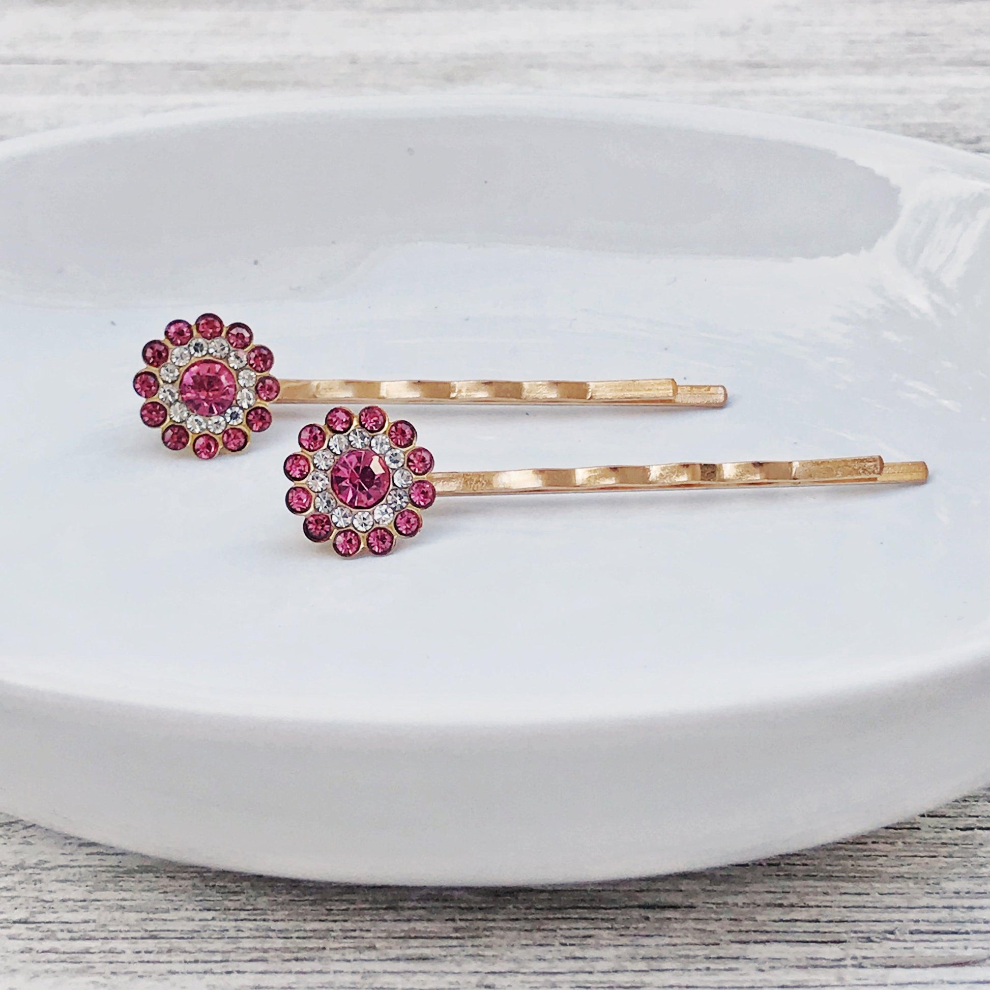 Pink Rhinestone Hair Pins, Womens Hair Pin, Hair Pins For Woman, Mothers Day Gifts, Decorative Bobby Pin, Womans Hair Clip, Wedding Hair Pin