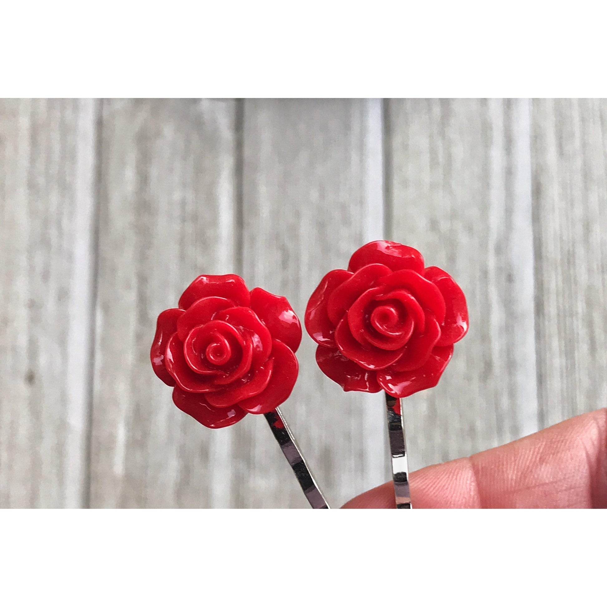 Red Flower Hair Pin, Wedding Hair Jewelry, Flower Hair Pin, Bridal Hair Accessories Flower Bobby Pin
