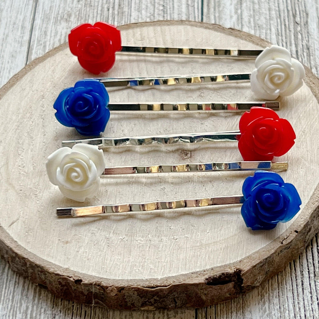 Red white and outlet blue hair accessories