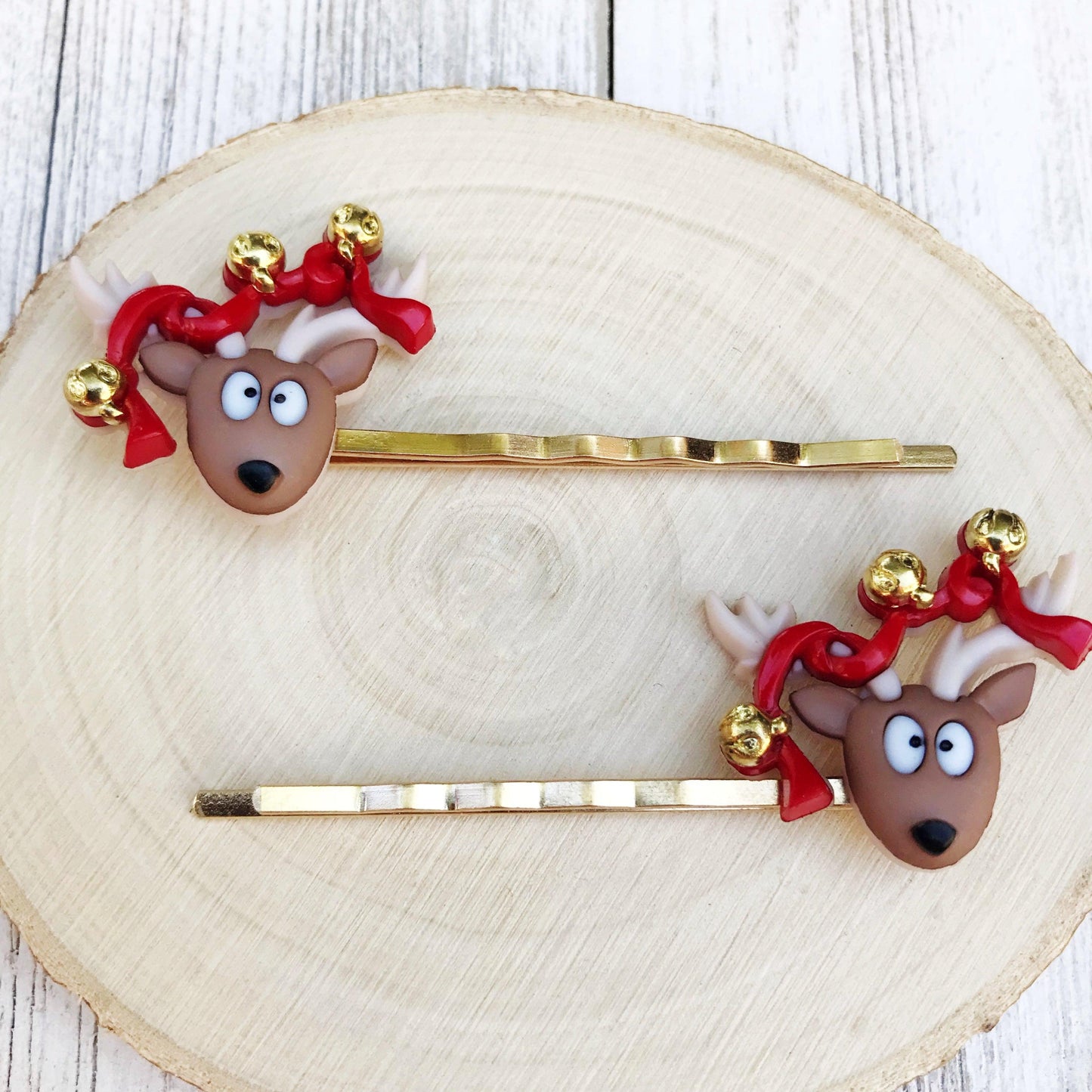 Reindeer with Jingle Bells Christmas Hair Pins: Festive Accessories for Holiday Cheer