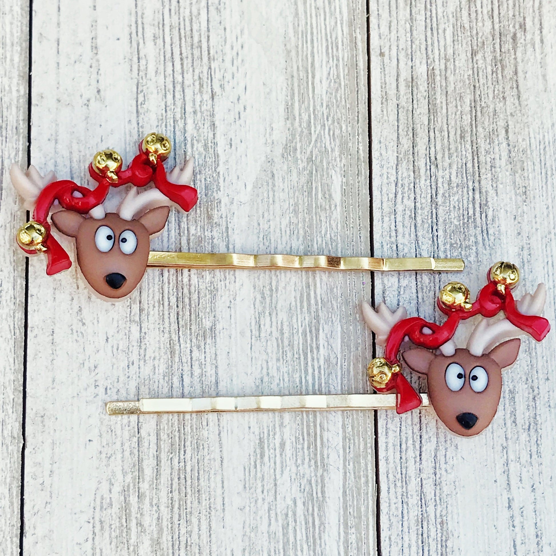 Reindeer with Jingle Bells Christmas Hair Pins: Festive Accessories for Holiday Cheer