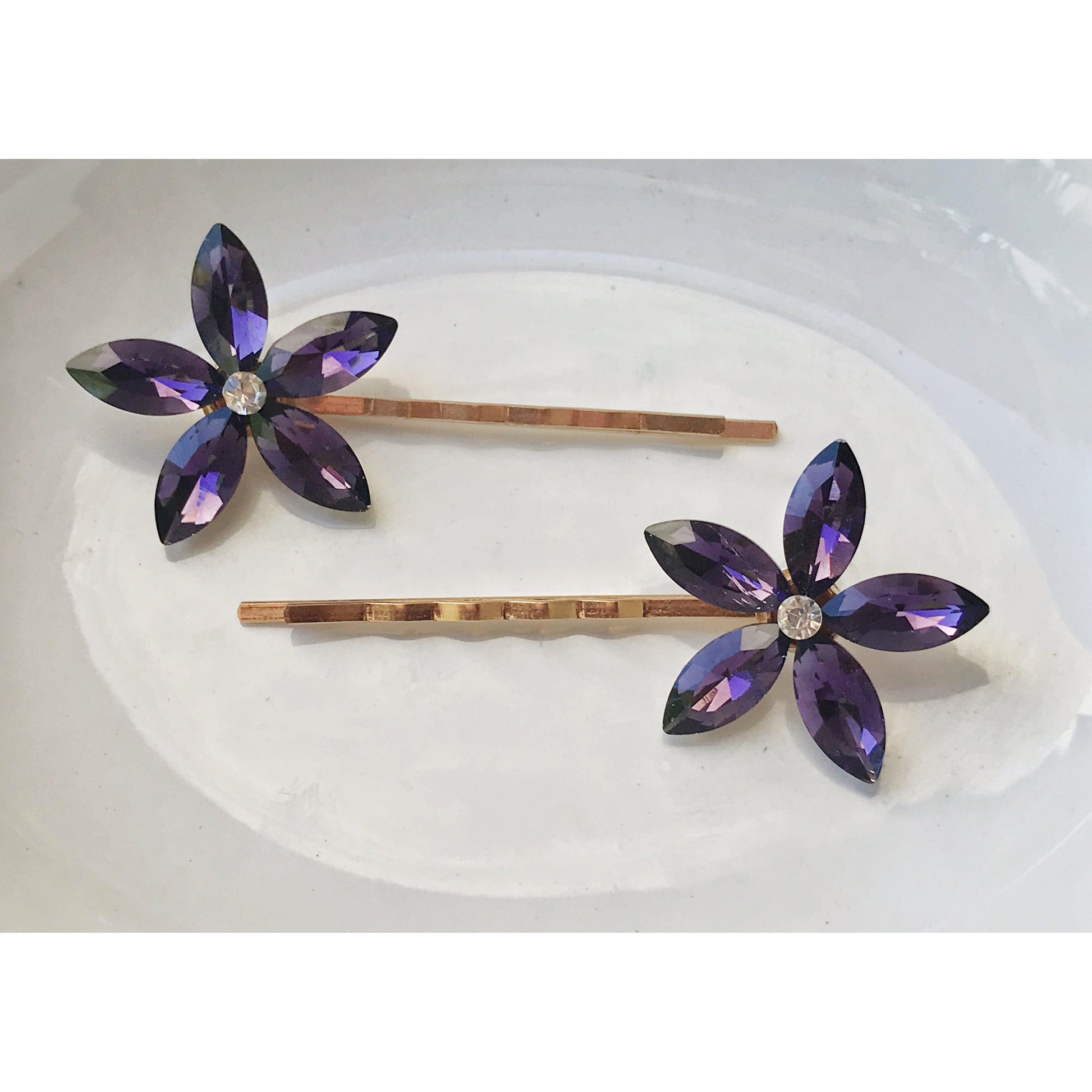Rhinestone Hair Pin, Purple Flower Hair Pin, Hair Pin Womens, Decorative Bobby Pin, Wedding Hair Pin