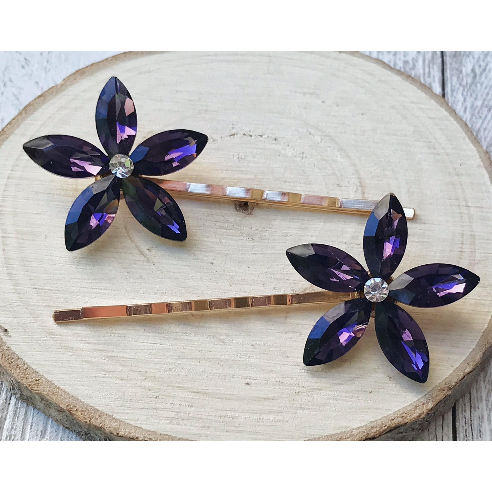 Rhinestone Hair Pin, Purple Flower Hair Pin, Hair Pin Womens, Decorative Bobby Pin, Wedding Hair Pin