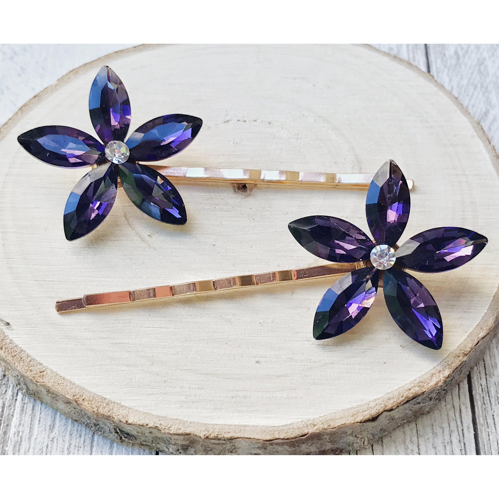 Rhinestone Hair Pin, Purple Flower Hair Pin, Hair Pin Womens, Decorative Bobby Pin, Wedding Hair Pin