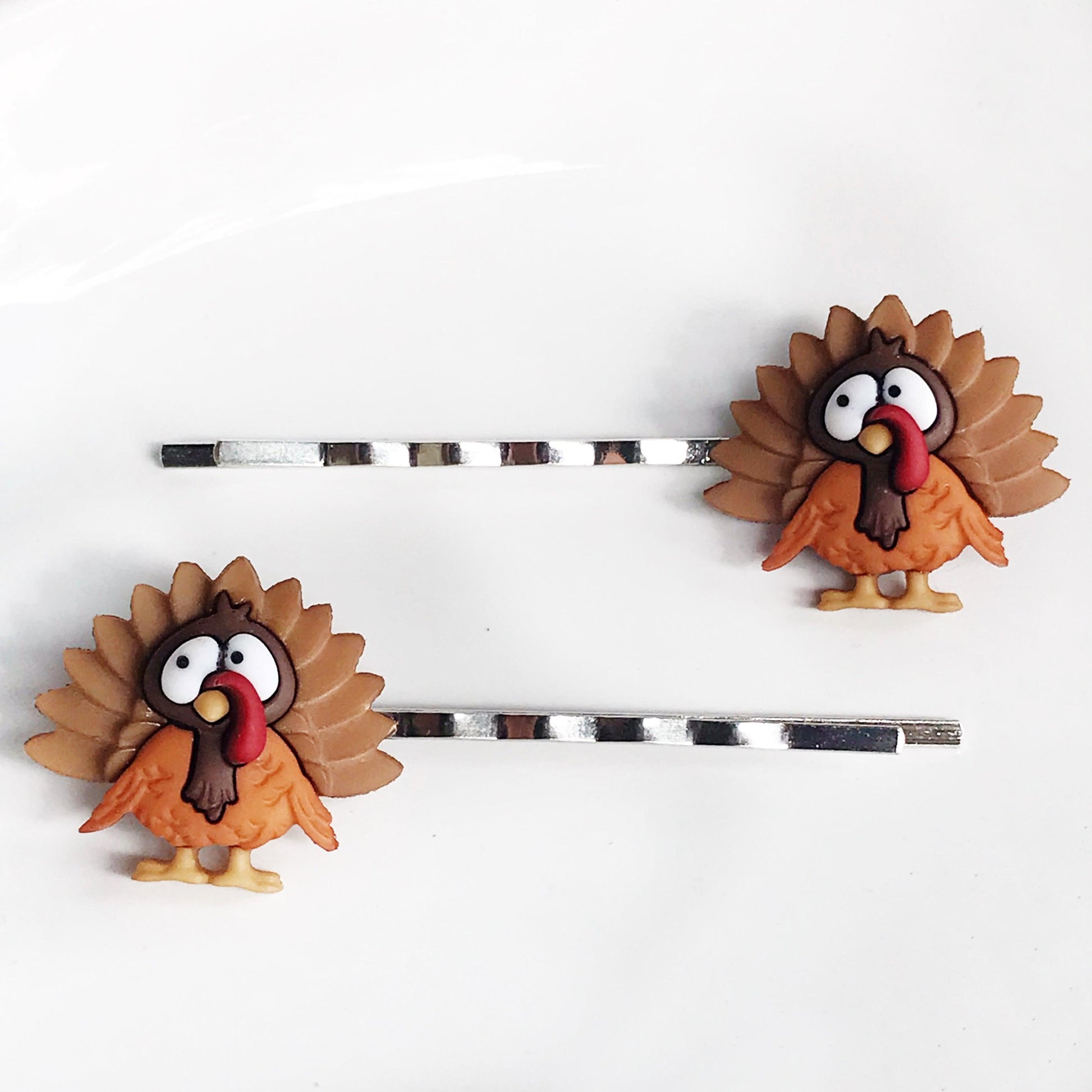 Thanksgiving Hair Pins, Turkey Hair Clips, Fall Hair Barrettes, Womens Bobby Pins, Cute Hair Pins, Thanksgiving Jewelry, Fall Accessories