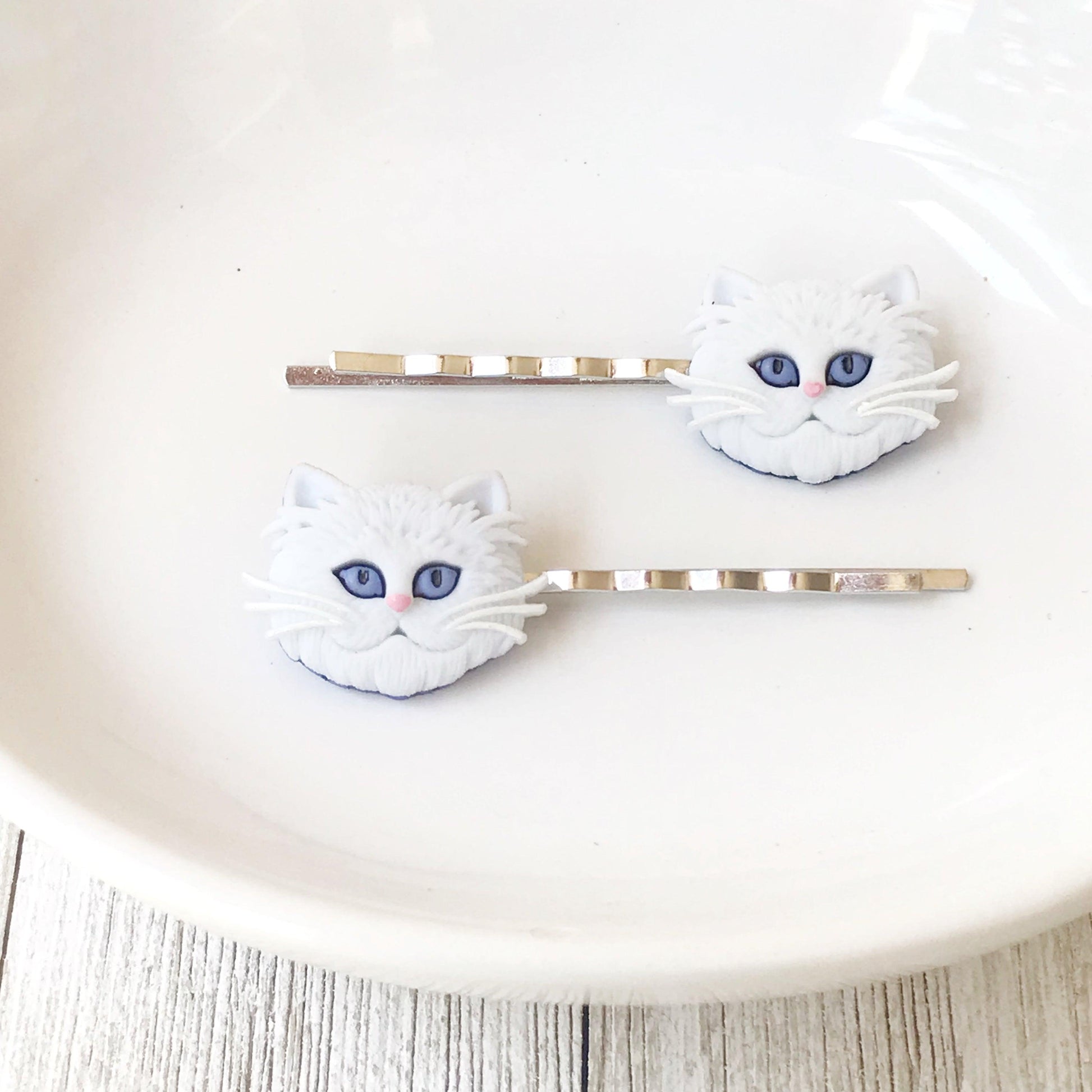 White Cat Hair Pins