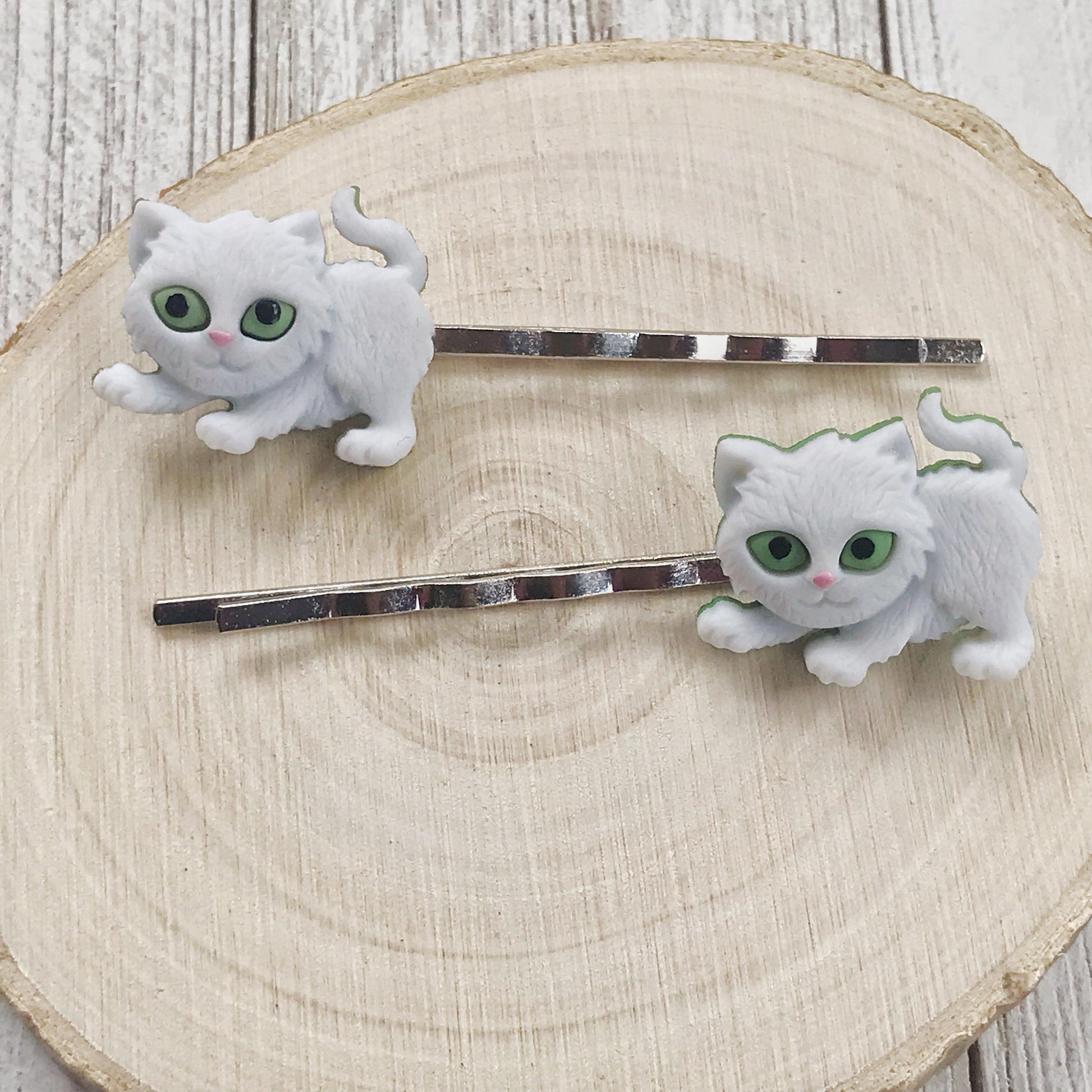 White Cat Hair Pins for Women