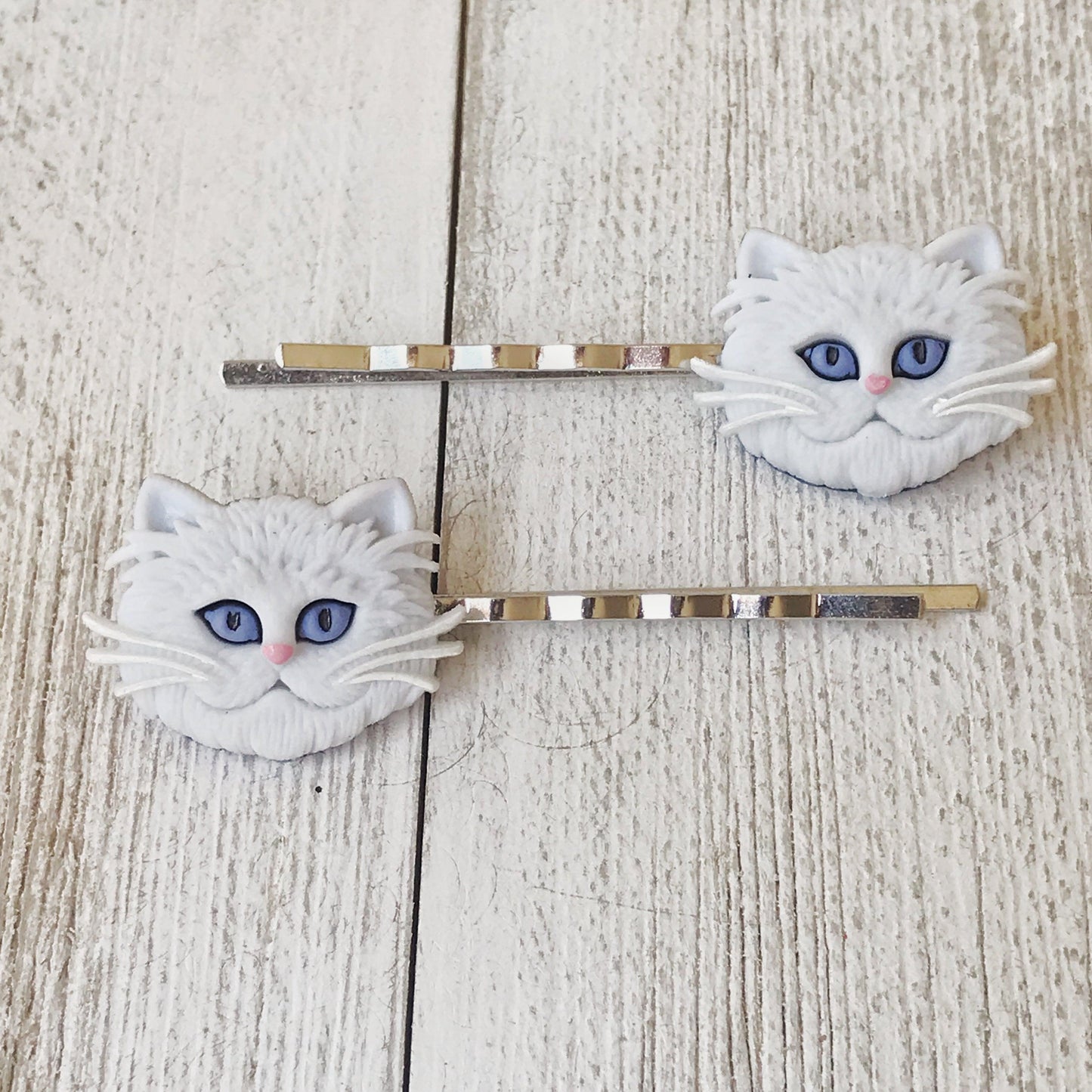 White Cat Hair Pins