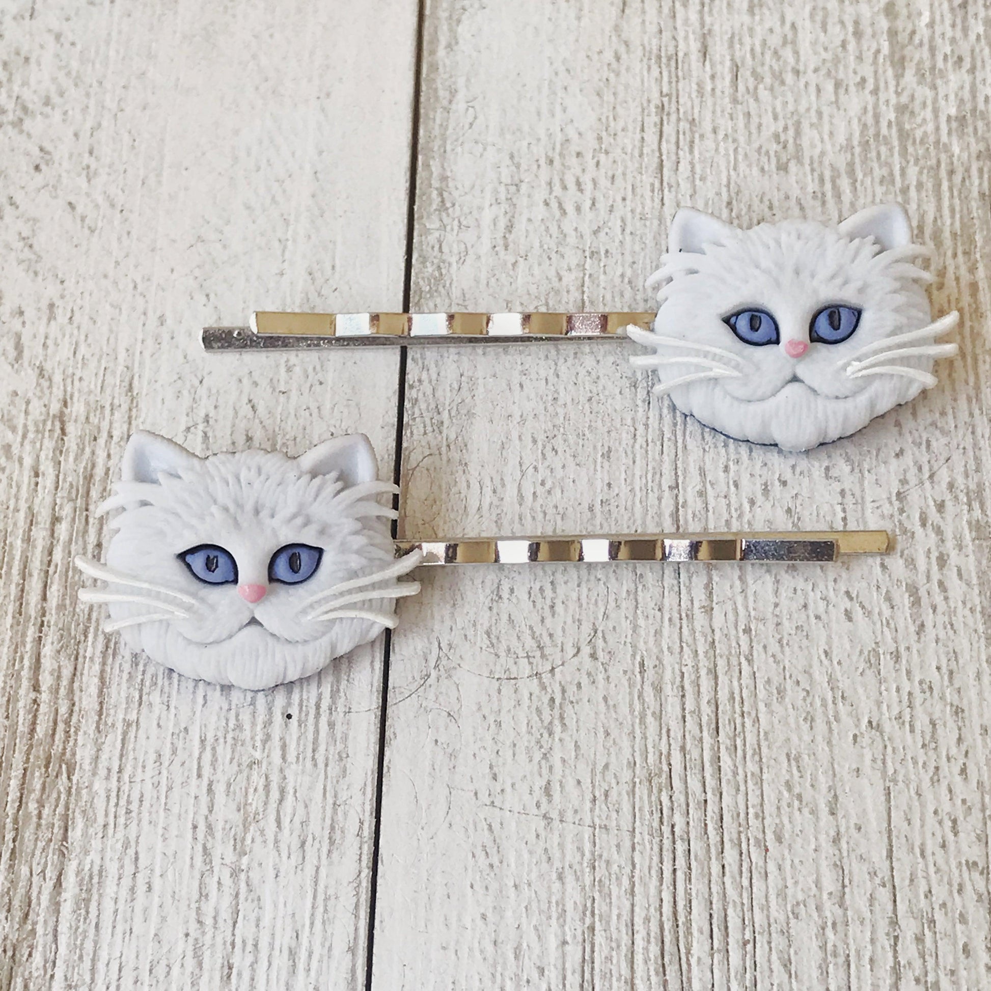 White Cat Hair Pins