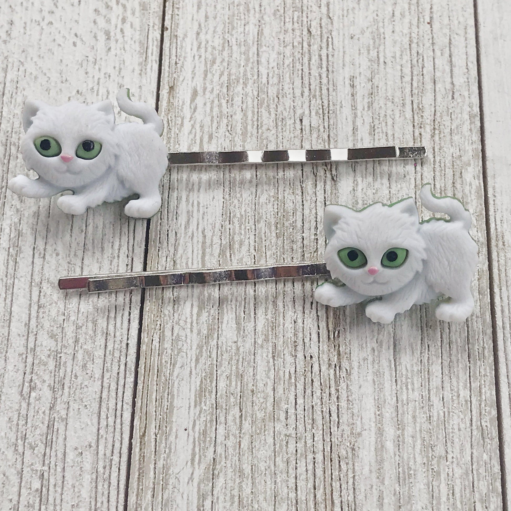 White Cat Hair Pins for Women