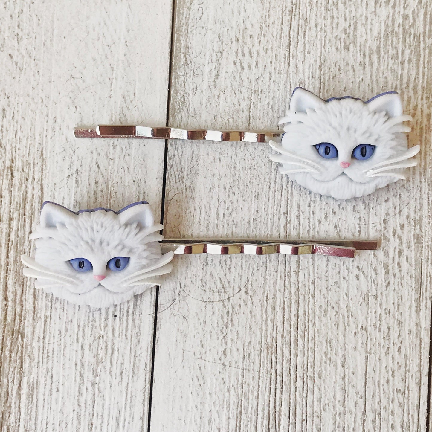 White Cat Hair Pins
