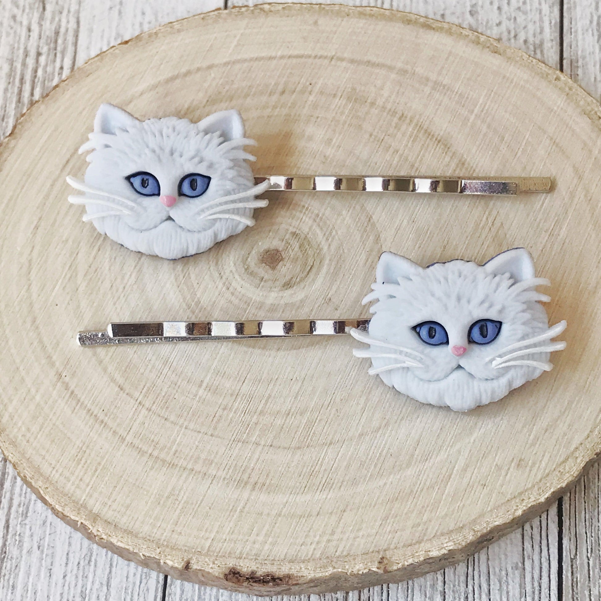 White Cat Hair Pins