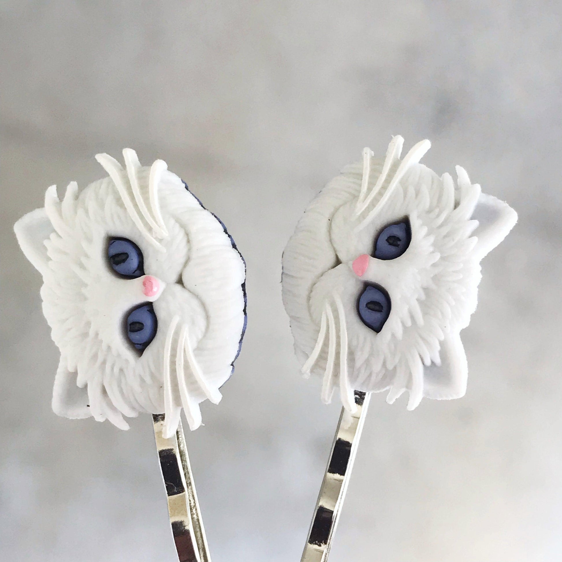 White Cat Hair Pins