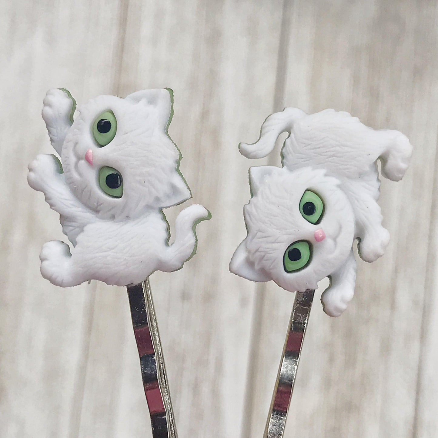 White Cat Hair Pins for Women