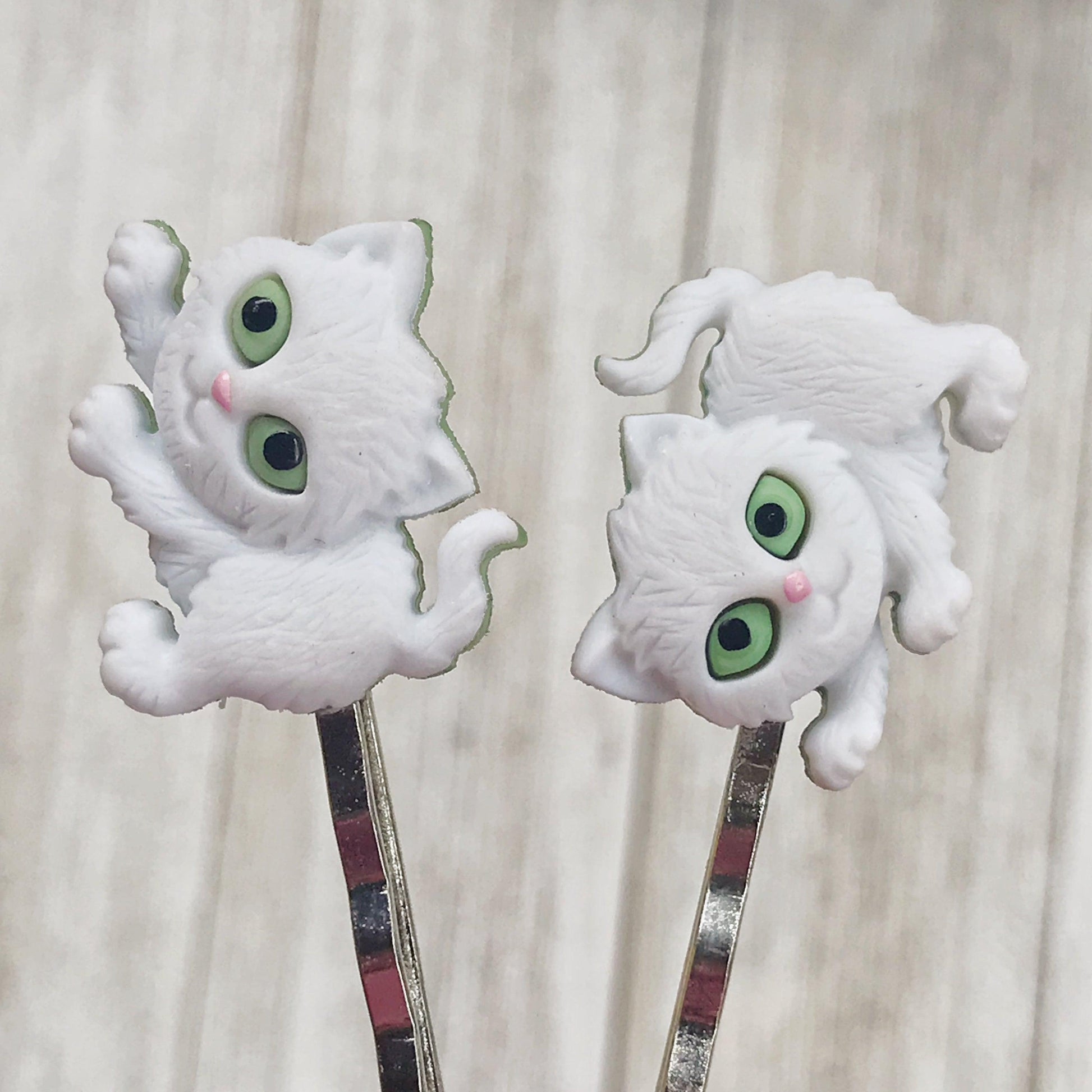 White Cat Hair Pins for Women