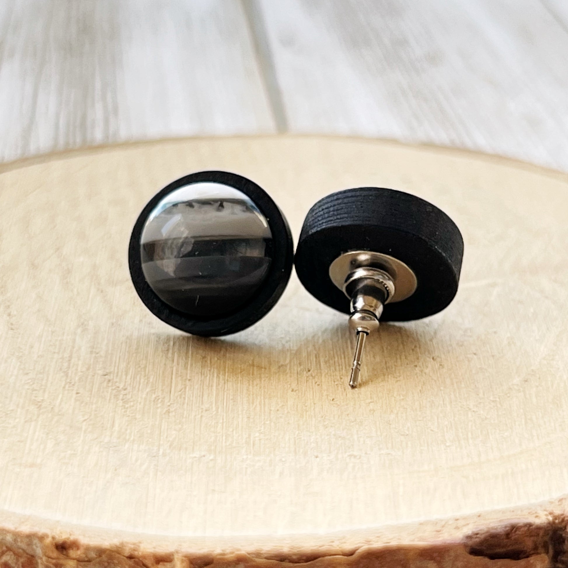 Backside of Striped Stud Earrings