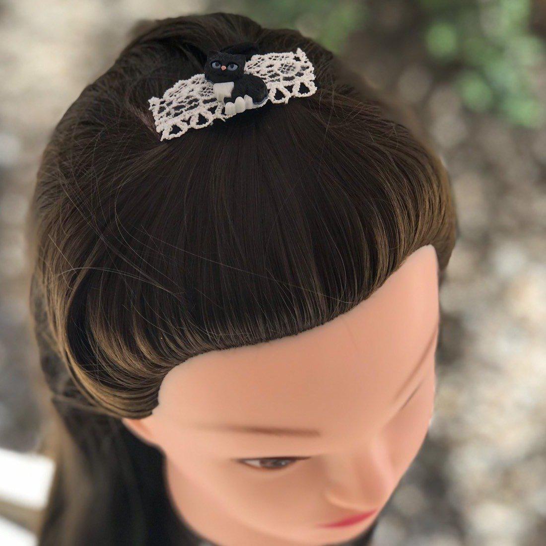 Black & White Cat Hair Clip - Adorable Feline-Inspired Accessory