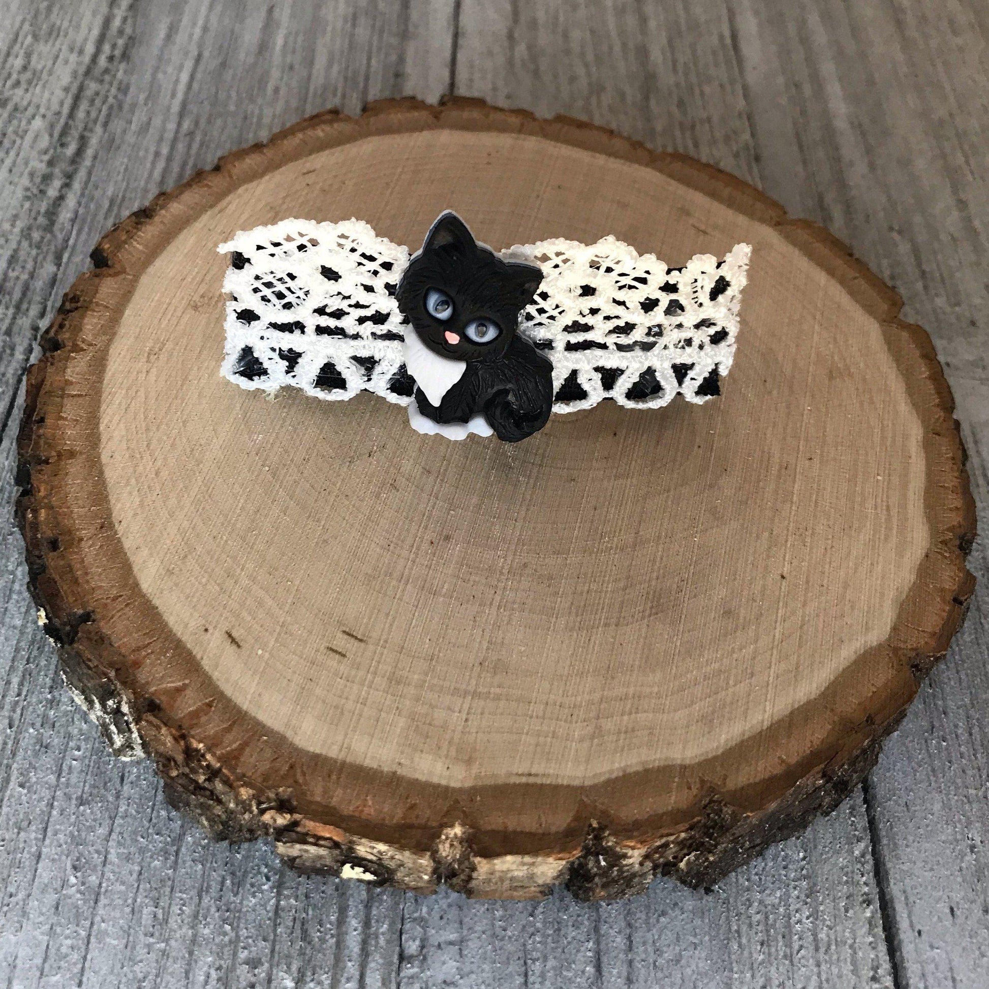 Black & White Cat Hair Clip - Adorable Feline-Inspired Accessory