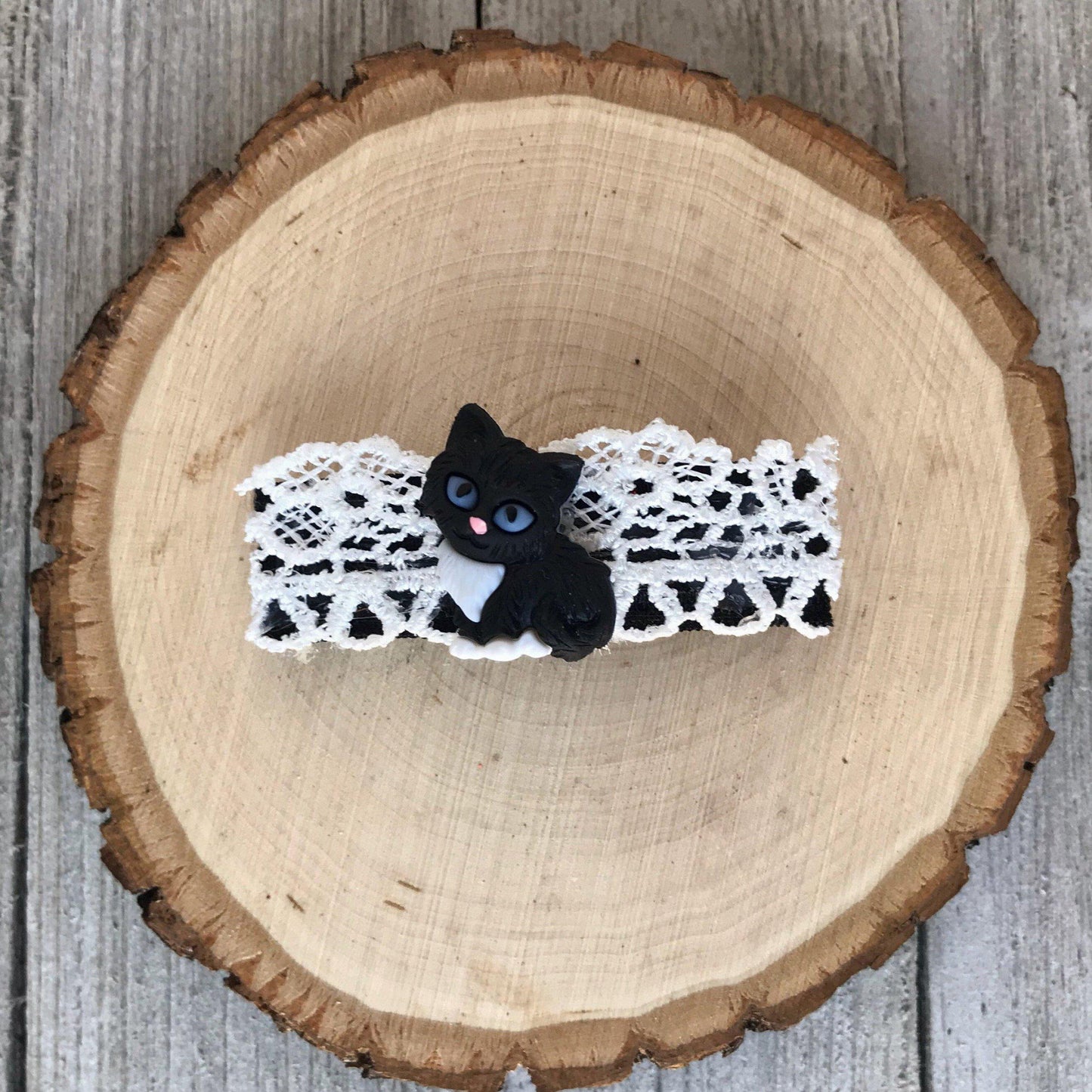 Black & White Cat Hair Clip - Adorable Feline-Inspired Accessory